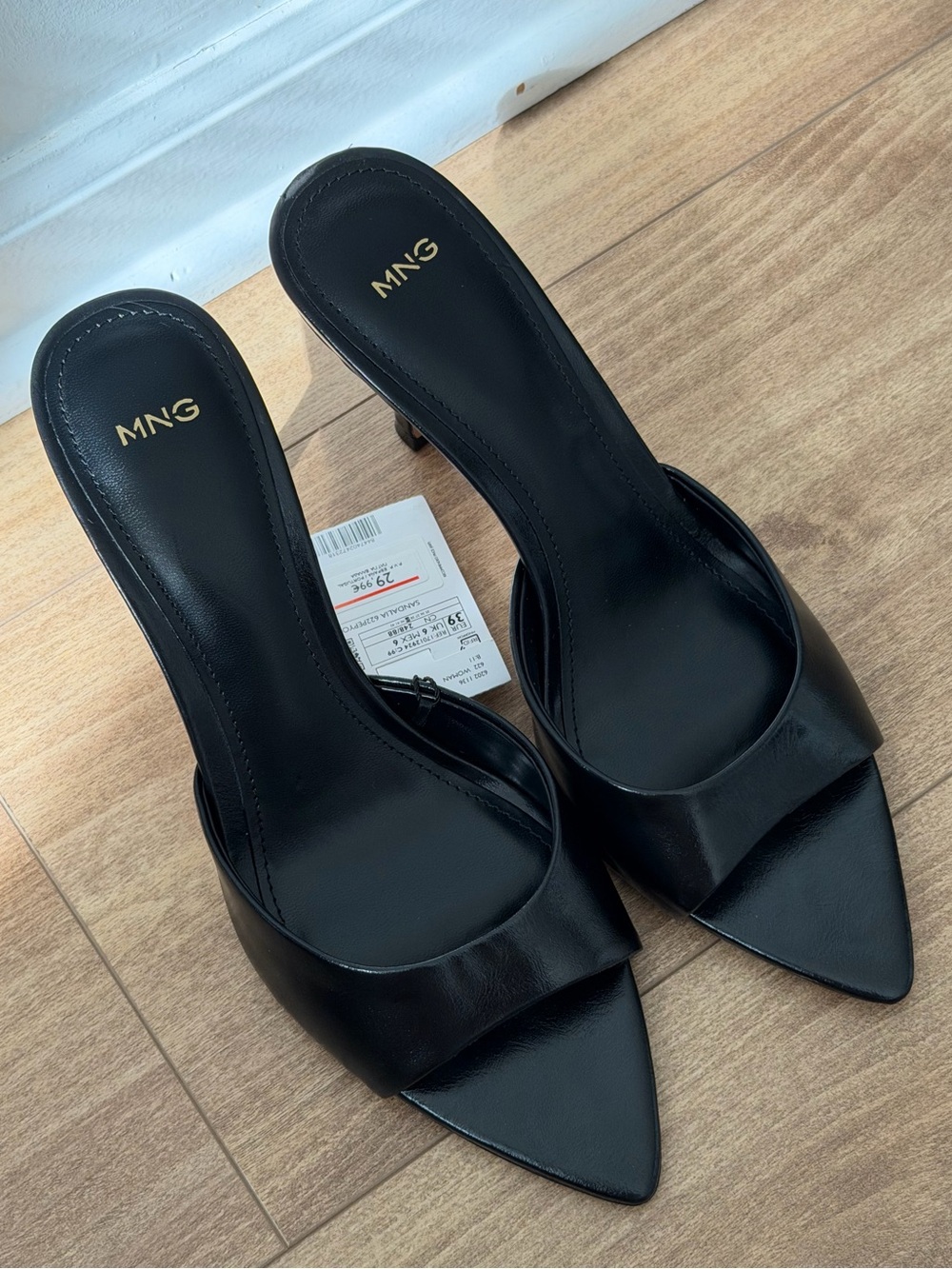 MNG Black Pointed-Toe Mule Heels 🖤